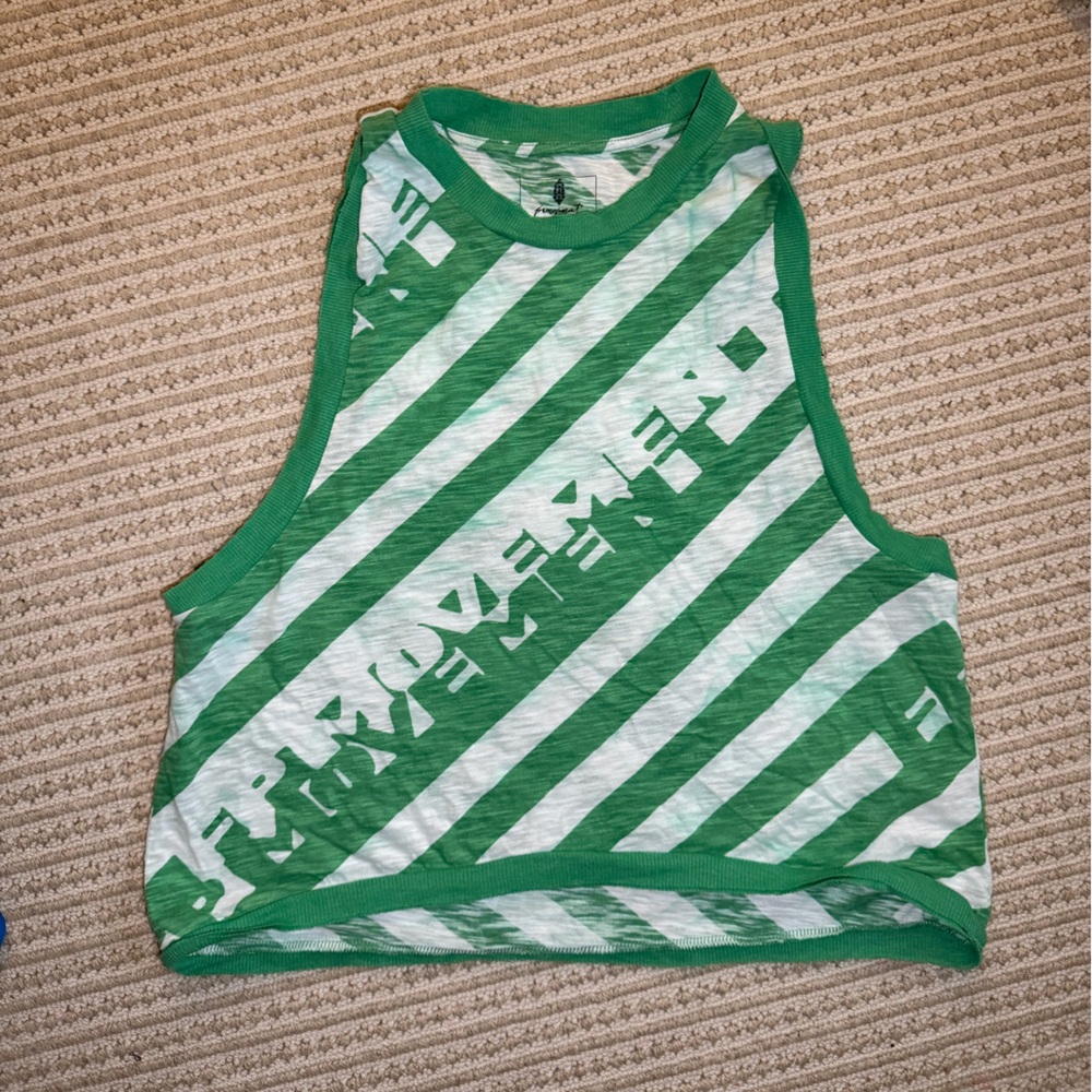 FP Movement by Free People Green and White Tank Top